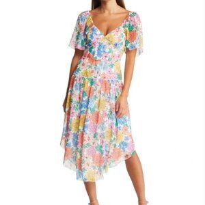 Adelyn Rae Rhina Floral Print Chiffon Midi Dress
